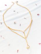 Romwe Gold Crystal Pendant Necklace