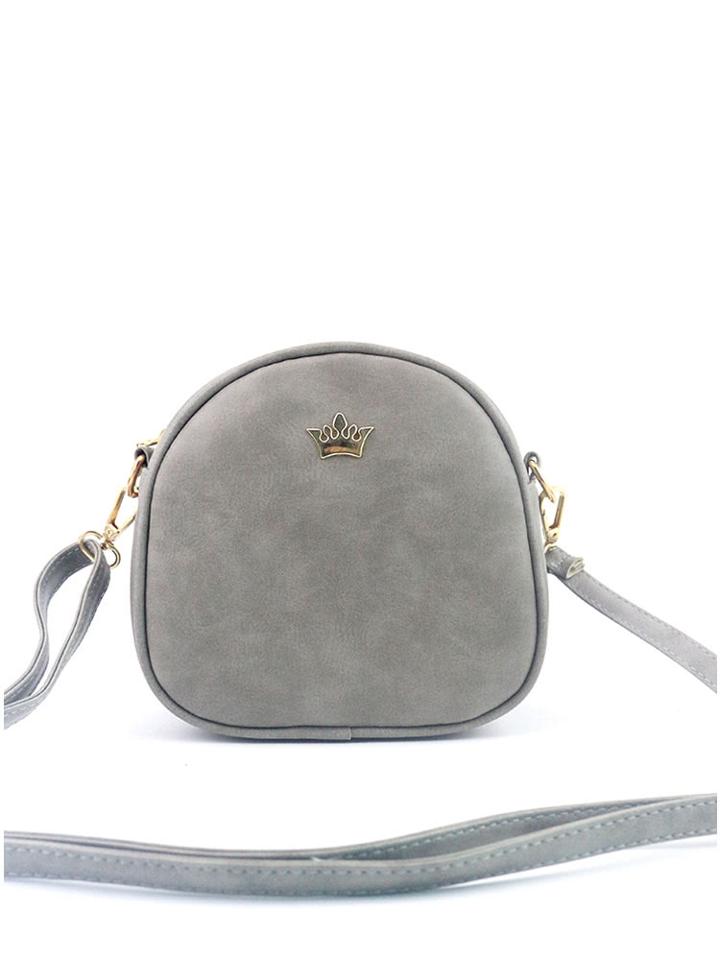 Romwe Crown Decorated Nubuck Pu Shoulder Bag