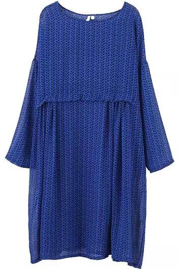 Romwe Long Sleeve Brushstroke Print Loose Dress