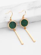 Romwe Bar Design Drop Earrings With Turquoise