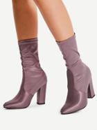 Romwe Block Heeled Pointed Toe Ankle Boots