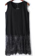 Romwe Round Neck With Lace Hem Black Vest