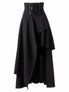 Romwe Black Bandage Asymmetrical Skirt