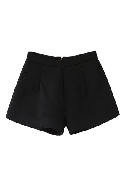 Romwe Black Zippered Shorts