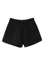 Romwe Black Zippered Shorts