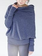 Romwe Turtleneck Bat Sleeve Grey Sweatshirt With Buttons Back