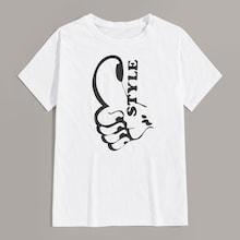 Romwe Guys Letter & Gesture Print Tee