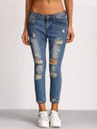Romwe Distressed Skinny Ankle Jeans Pants