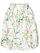Romwe Floral Elastic Waist Midi Skirt