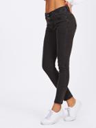 Romwe Button Front Skinny Jeans