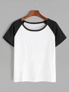 Romwe Contrast Raglan Short Sleeve T-shirt