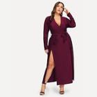 Romwe Plus Split Solid Dress