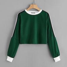 Romwe Stripe Side Seam Ringer Pullover