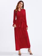 Romwe Tassel Tie Bell Cuff Tired Hijab Evening Dress