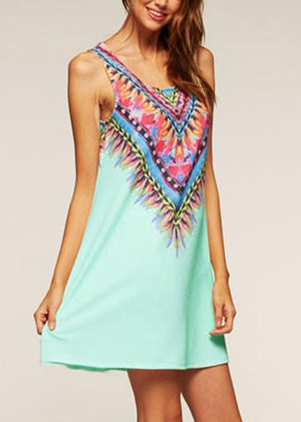 Romwe Tribal Print Shift Sun Dress
