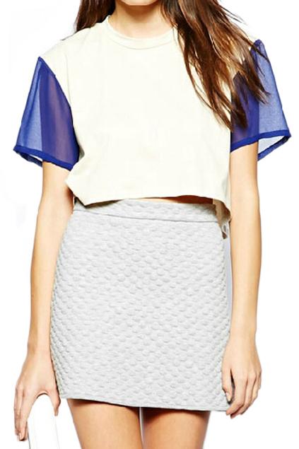 Romwe Romwe Dual-tone Loose Chiffon Midriff T-shirt