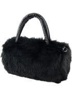 Romwe Black Faux Fur Shoulder Bag
