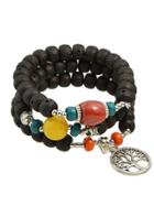 Romwe Black Bohemian Beads Chain Bracelets For Women