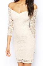 Romwe Off The Shoulder Lace Bodycon White Dress