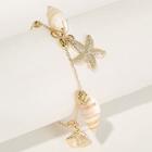 Romwe Starfish & Seashell Charm Chain Anklet 1pc