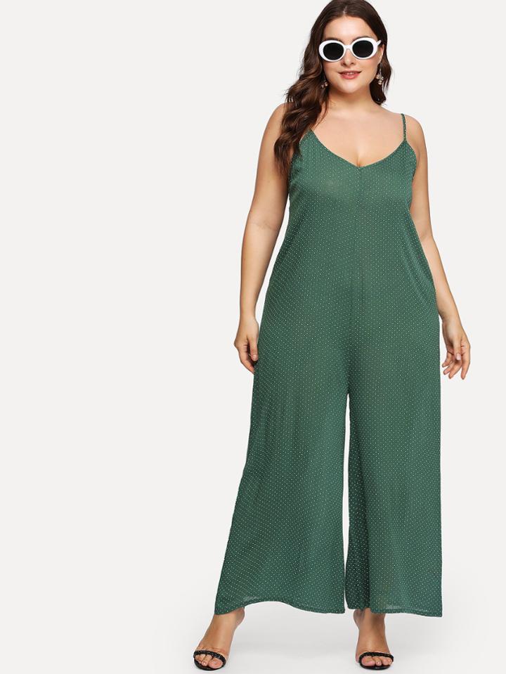 Romwe Polka Dot Cami Romper