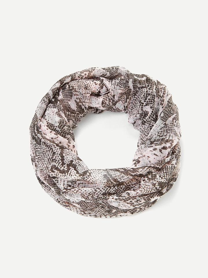 Romwe Snake Skin Print Infinity Scarf