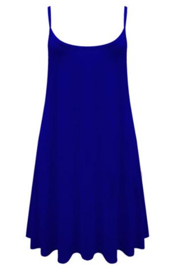 Romwe Spaghetti Strap Pleated Blue Dress