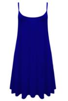 Romwe Spaghetti Strap Pleated Blue Dress