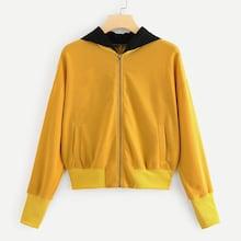 Romwe Zipper Up Front Hoodie Jacket