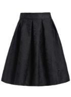 Romwe Jacquard Black Midi Skirt