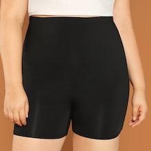 Romwe Plus Solid Leggings Shorts