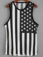Romwe Contrast Stars And Stripes Print Tank Top