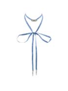 Romwe Long Blue Ribbon Choker Necklace