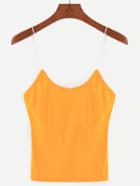 Romwe Yellow Contrast Strap Cami Top
