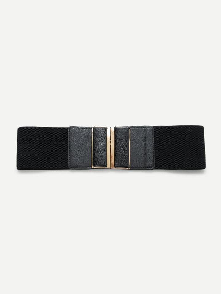 Romwe Contrast Pu Wide Belt