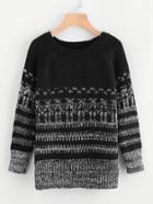 Romwe Striped Textured Knit Sweater
