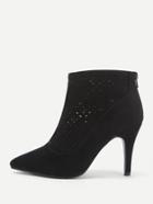 Romwe Laser Cut Detail Stiletto Heeled Ankle Boots
