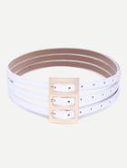 Romwe White Three Buckle Faux Leather Belt