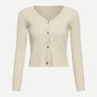 Romwe Button Up Rib Knit Sweater