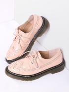 Romwe Pink Lace Up Pu Flat Shoes
