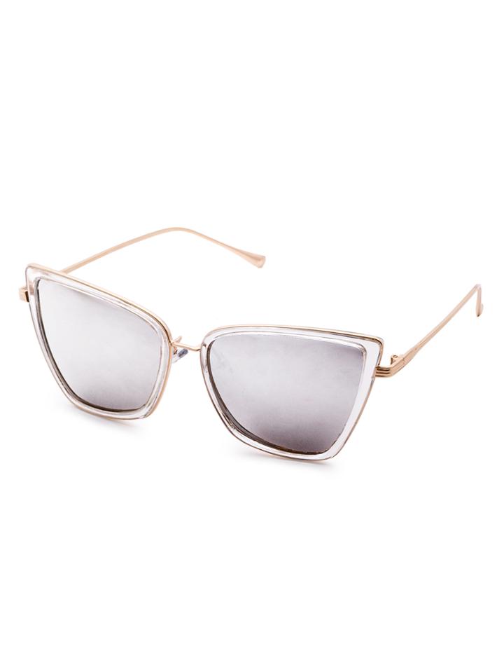 Romwe Transparent Frame Silver Lens Sunglasses