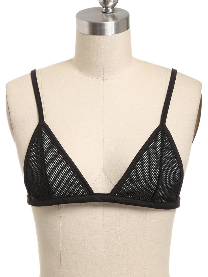 Romwe Black Eyelet Bikini Top
