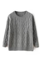 Romwe Rhombus Pattern Knitted Grey Jumper