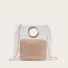 Romwe Clear Chain Bag With Woven Inner Pouch