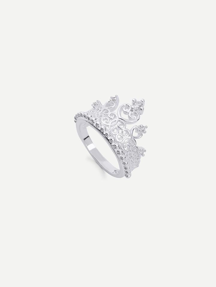 Romwe Silver Vintage Crown Ring