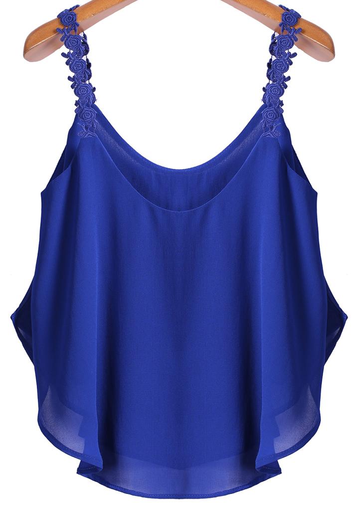 Romwe Spaghetti Strap Crop Blue Vest