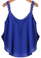 Romwe Spaghetti Strap Crop Blue Vest