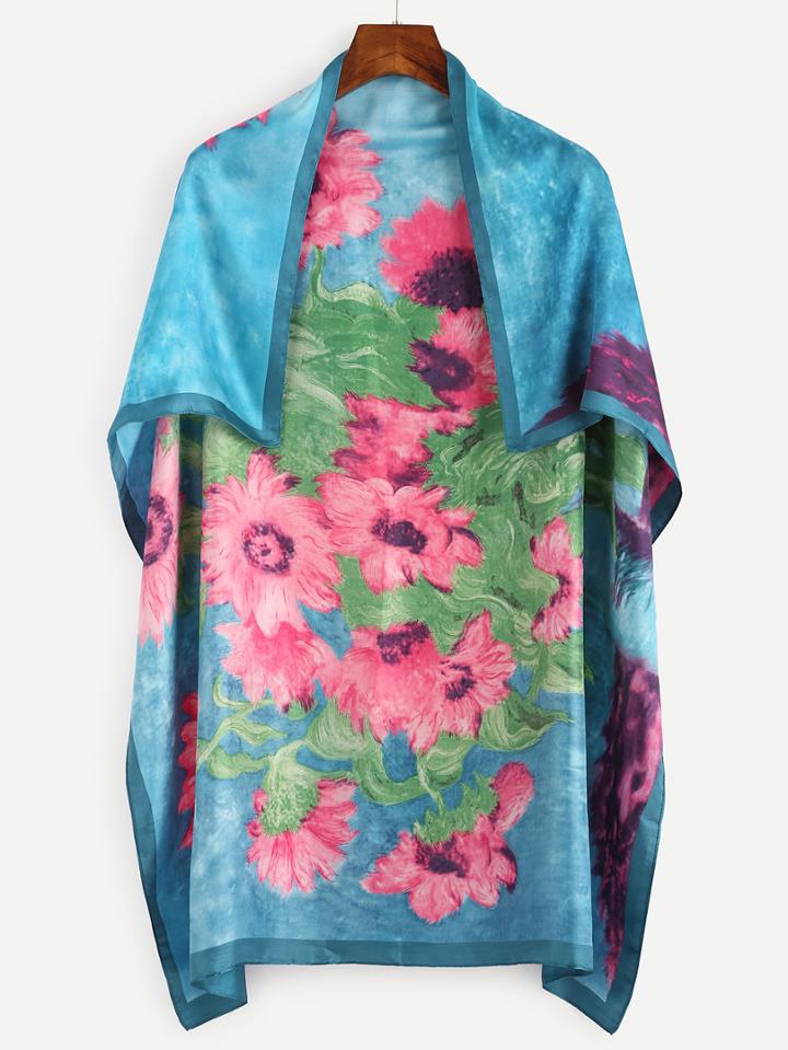 Romwe Elegant Floral Print Square Scarf