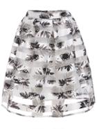 Romwe Flower Print Flare Skirt