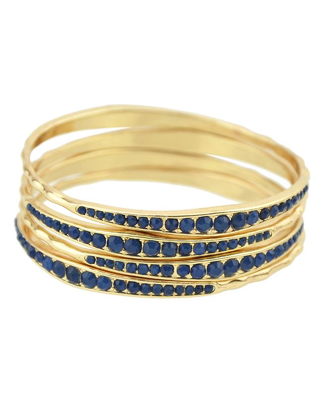 Romwe Gold Plated Blue Daily Wear Latest Beads Bracelet Bangle